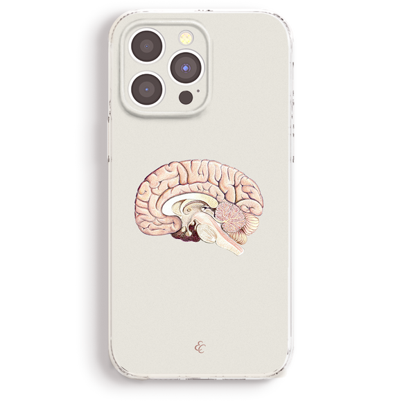 a phone case with a picture of a brain on it