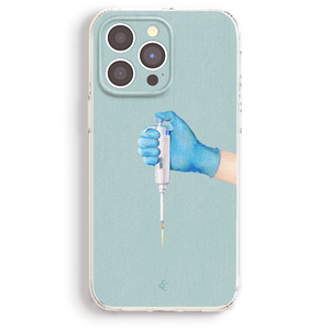 a hand holding a syquet in a blue case