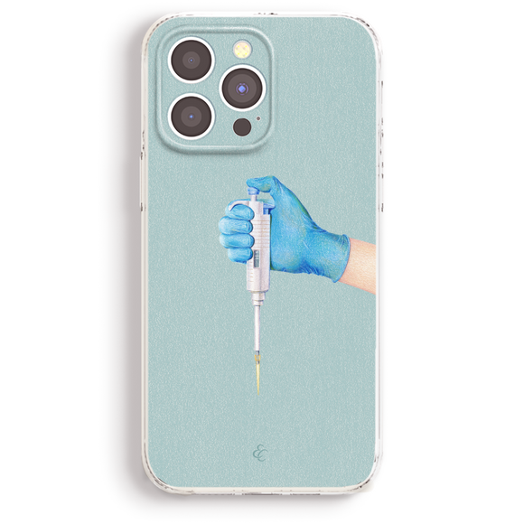 a hand holding a syquet in a blue case