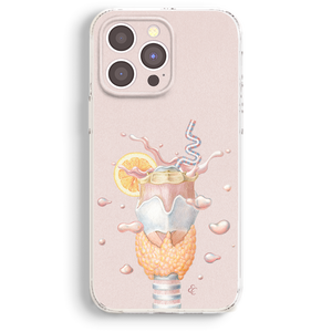 a pink phone case with a picture of an ice cream sundae