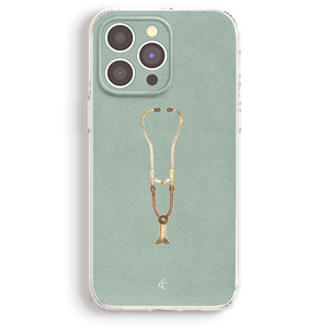 an iphone case with a gold necklace on it