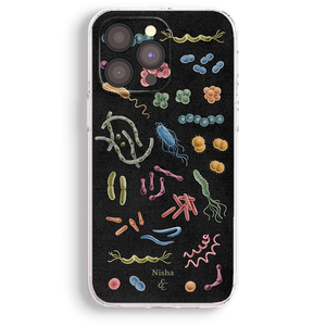 a cell phone case with a bunch of drawings on it