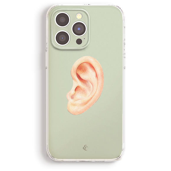 an iphone case with a picture of an ear