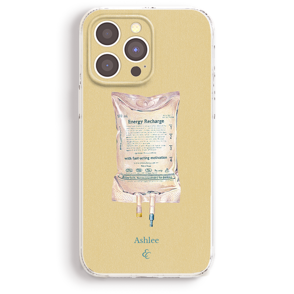 a phone case with a picture of a bag of rice