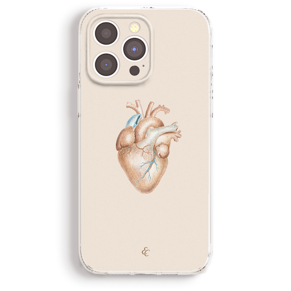 a phone case with a drawing of a heart on it