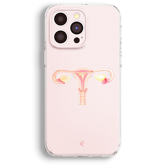 a pink iphone case with a picture of a woman's breast