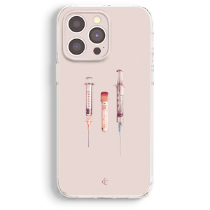 a pink iphone case with three sys on it