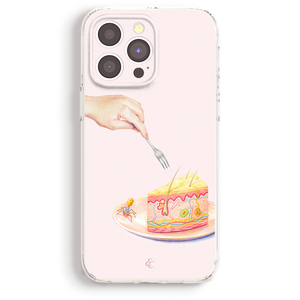 a phone case with a picture of a cake on it