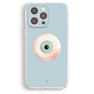 a phone case with a picture of an eyeball on it