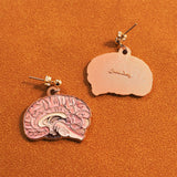 Front and back of anatomical brain earrings
