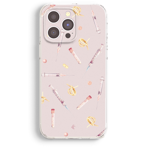a pink iphone case with medical equipment on it