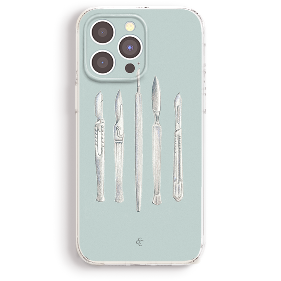 a phone case with a picture of a set of knives