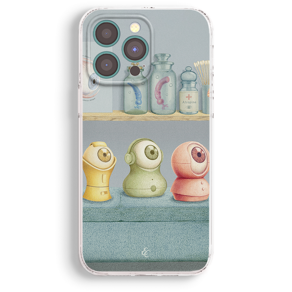 a phone case with a picture of a shelf full of items