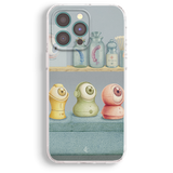 a phone case with a picture of a shelf full of items
