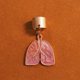 Front view of a pink lung anatomy stethoscope charm