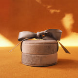 Warm gray velvet gift box with ribbon