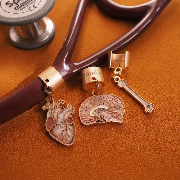 Stethoscope Charm- heart, brain, bone