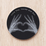 X ray Personalized Ceramic Coaster- Hand Heart